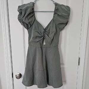 Trixxi Charcoal Puff Sleeve Dress